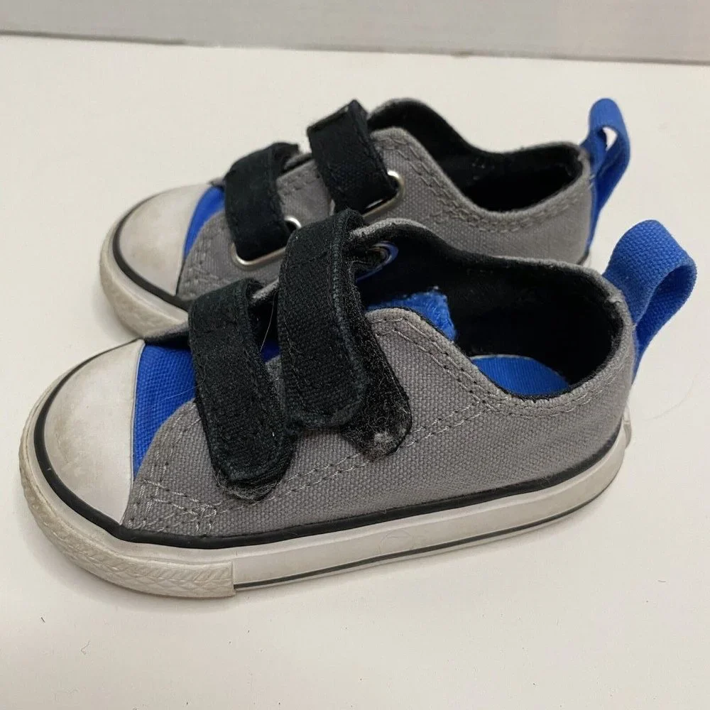 Converse Chuck Taylor All Star Infants Grey Hook and Loop ‎ Sneakers 747695F 4